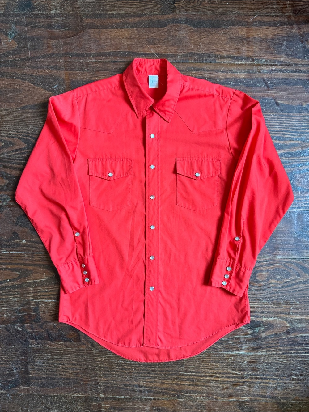VTG Malco Modes Men's Red Lightweight Button-Down Western Snap Shirt 15.5/32 USA
